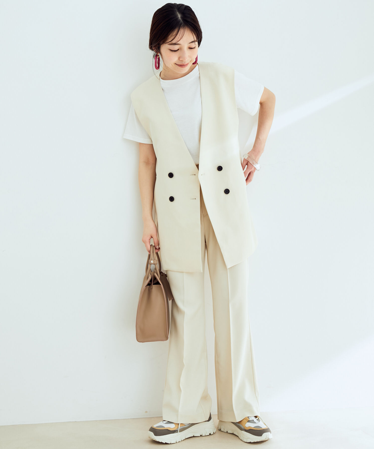 vis-a-vis「【WEB限定】【SET】コスパ抜群！ジレ＆フレアーパンツセットアップ」|スラックス|