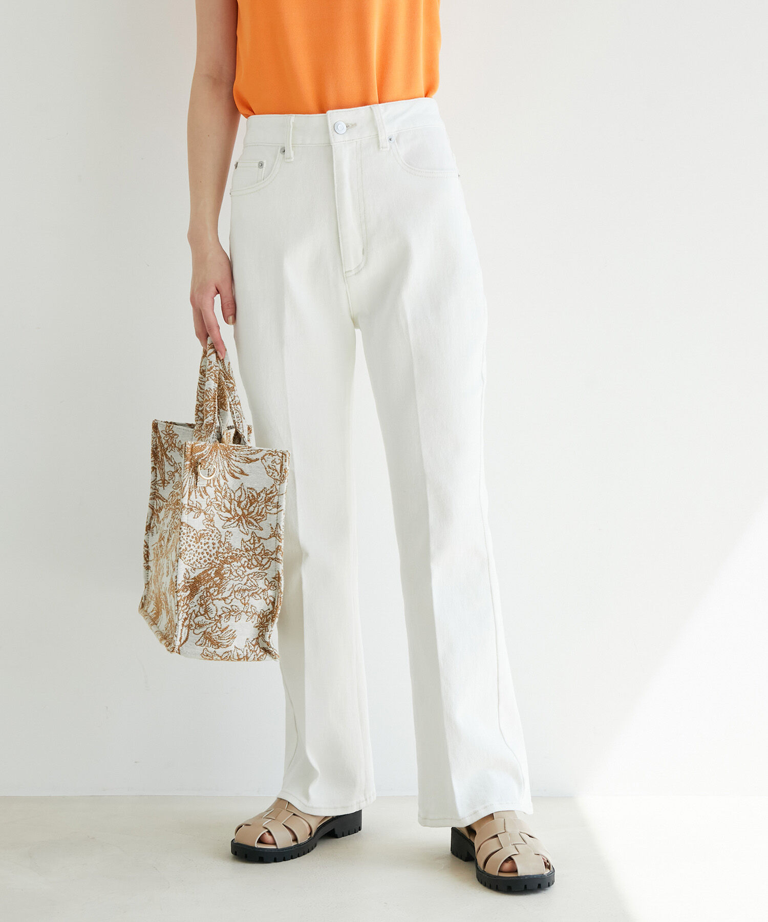 VIS「美脚デニムフレアパンツ」|デニム|ホワイト(10)