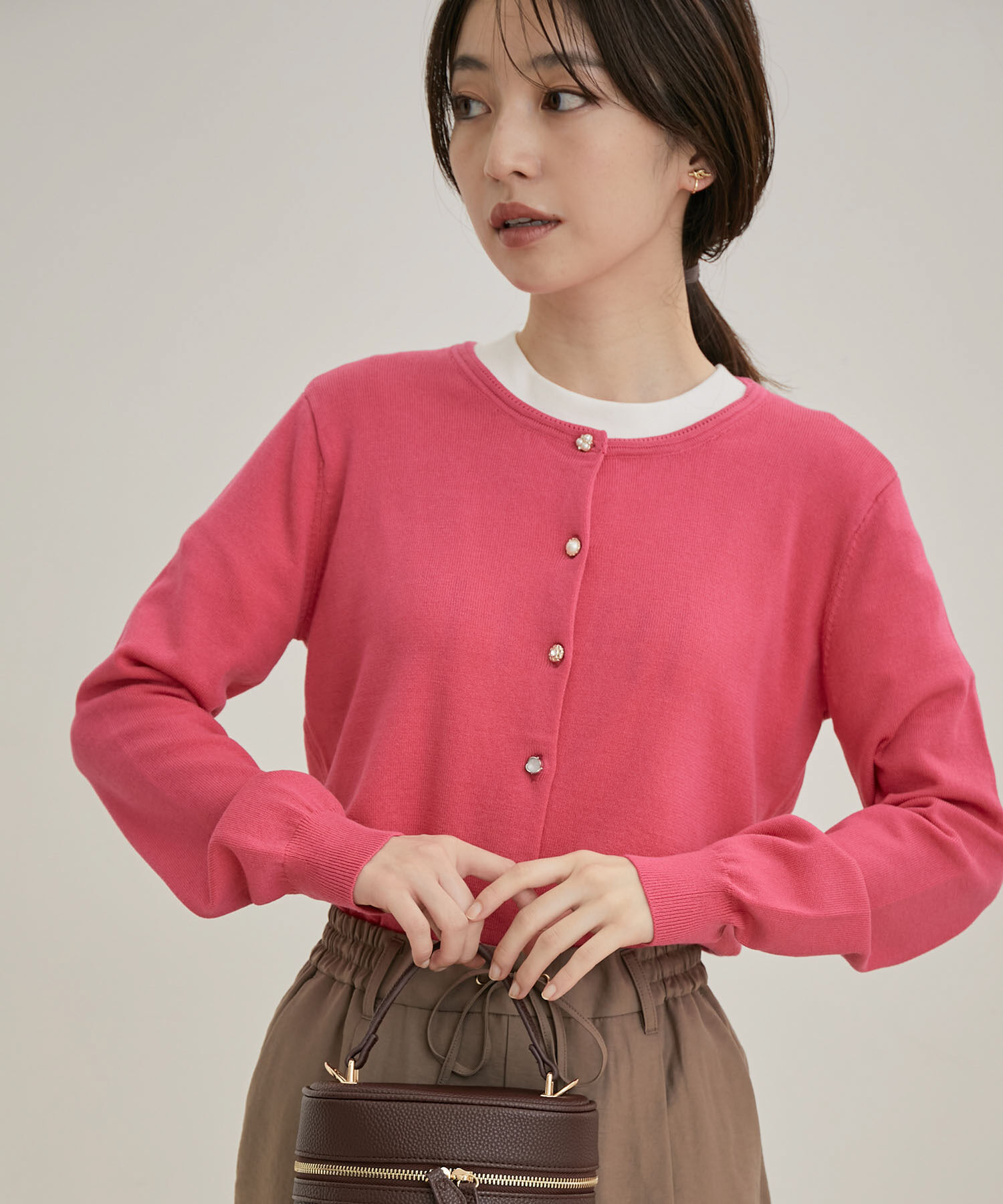 VIS「【UVケア】【BIO LIFE】色々釦クルーカーディガン」|カーディガン|