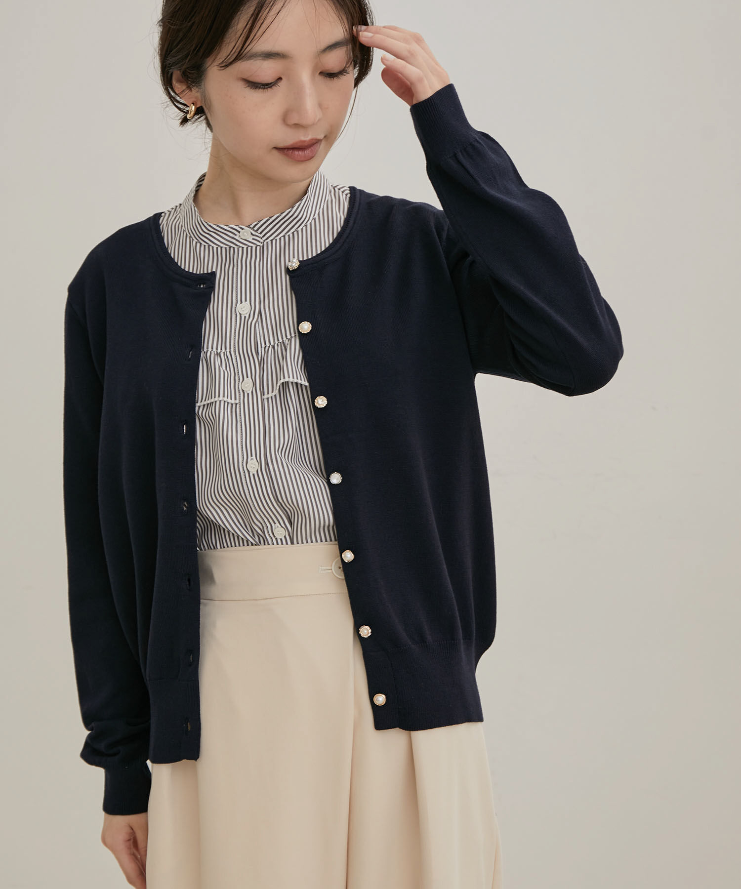 VIS「【UVケア】【BIO LIFE】色々釦クルーカーディガン」|カーディガン|