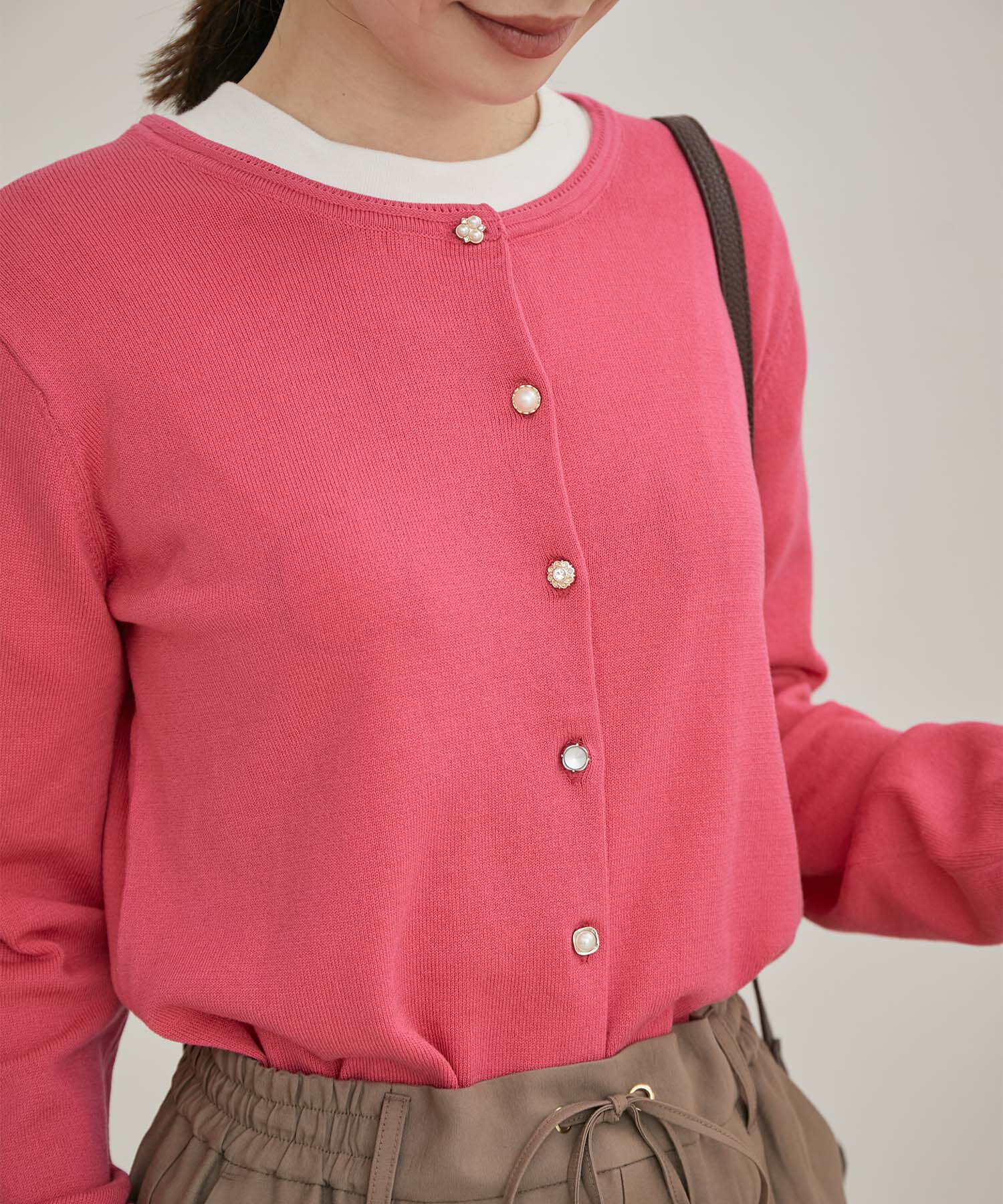 VIS「【UVケア】【BIO LIFE】色々釦クルーカーディガン」|カーディガン|