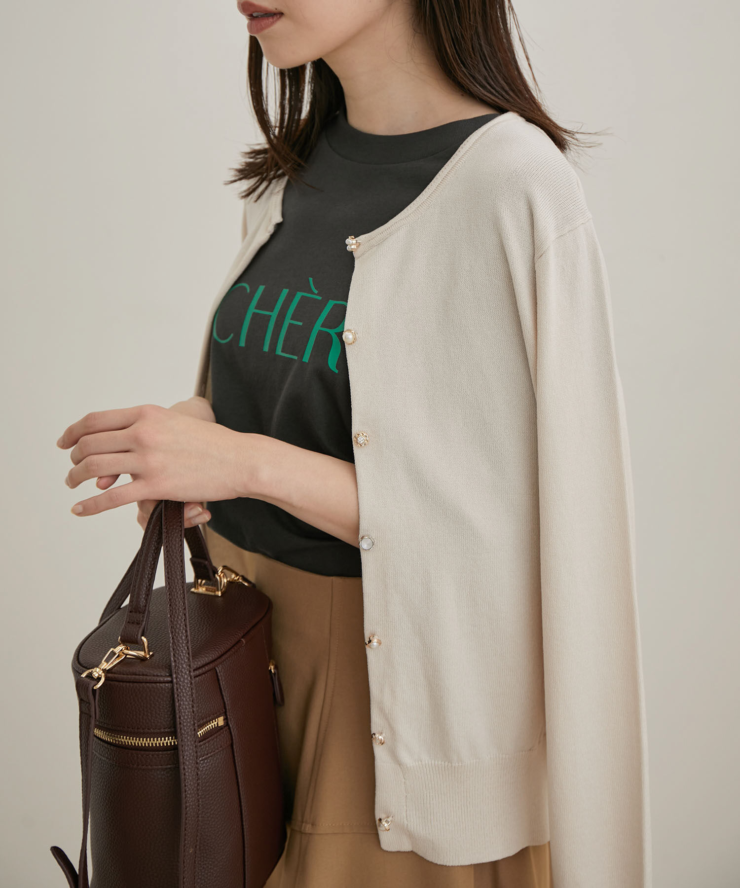 VIS「【UVケア】【BIO LIFE】色々釦クルーカーディガン」|カーディガン|