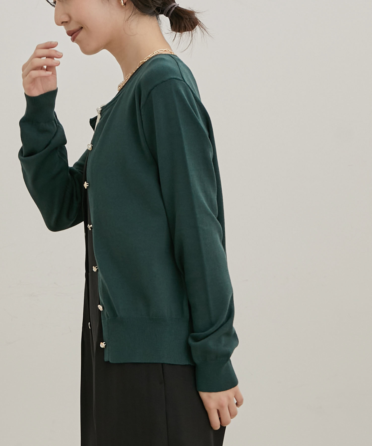 VIS「【UVケア】【BIO LIFE】色々釦クルーカーディガン」|カーディガン|