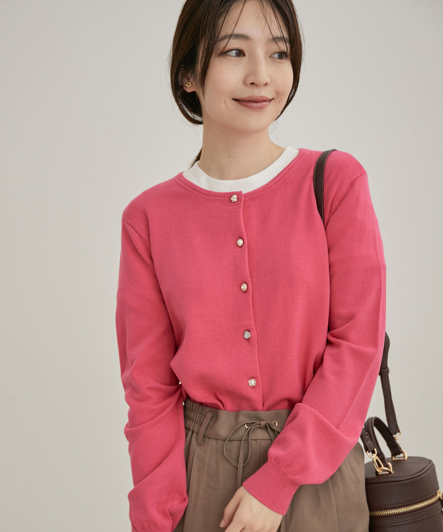 VIS「【UVケア】【BIO LIFE】色々釦クルーカーディガン」|カーディガン|