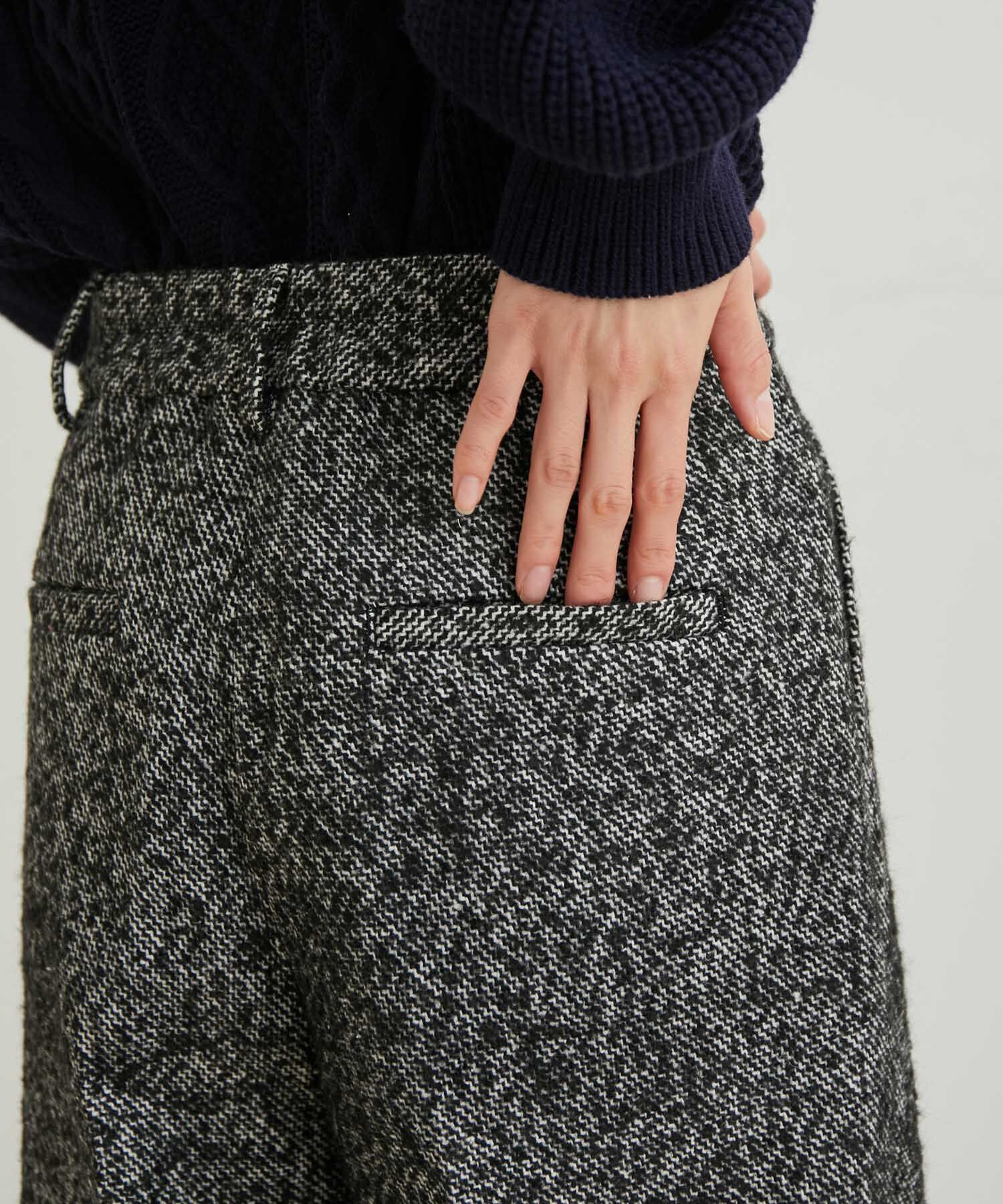 VIS「【洗える】ツイードワイドパンツ」|スラックス|