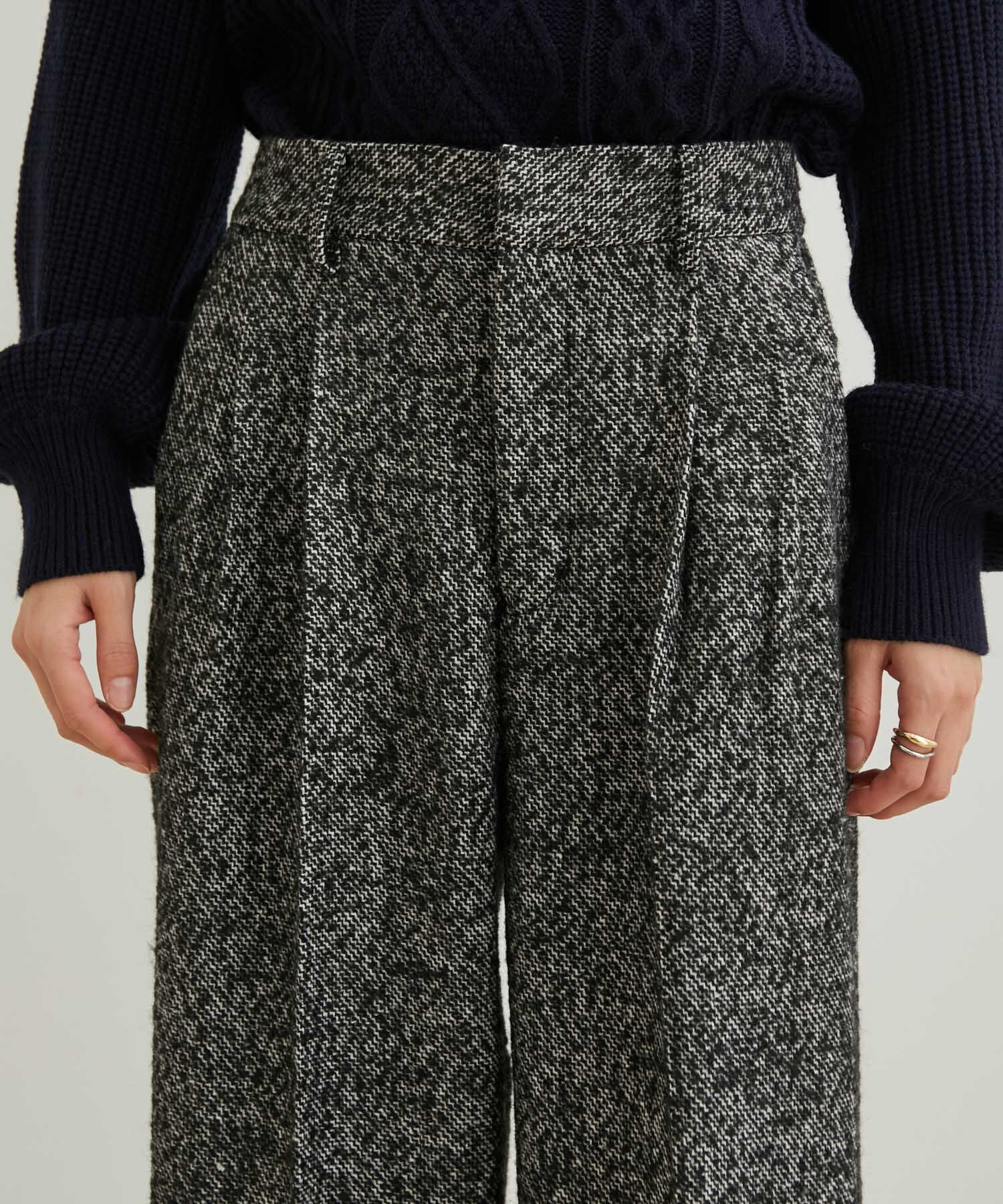 VIS「【洗える】ツイードワイドパンツ」|スラックス|