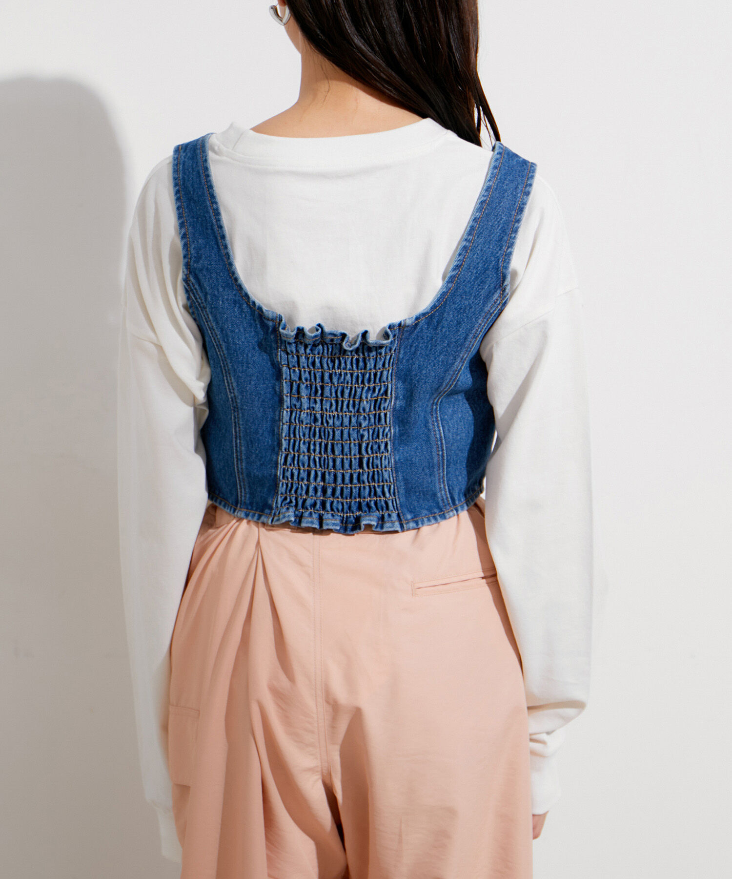 VIS「【セットアップ対応】切替ラインデニムビスチェ【洗える】」|ベスト・ジレ|