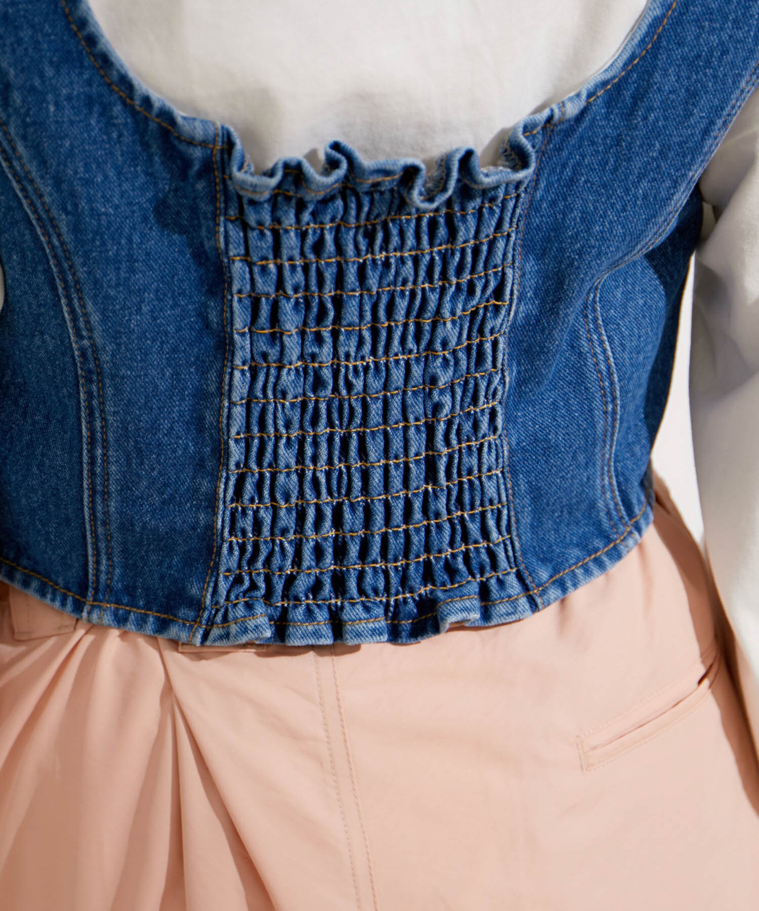 VIS「【セットアップ対応】切替ラインデニムビスチェ【洗える】」|ベスト・ジレ|