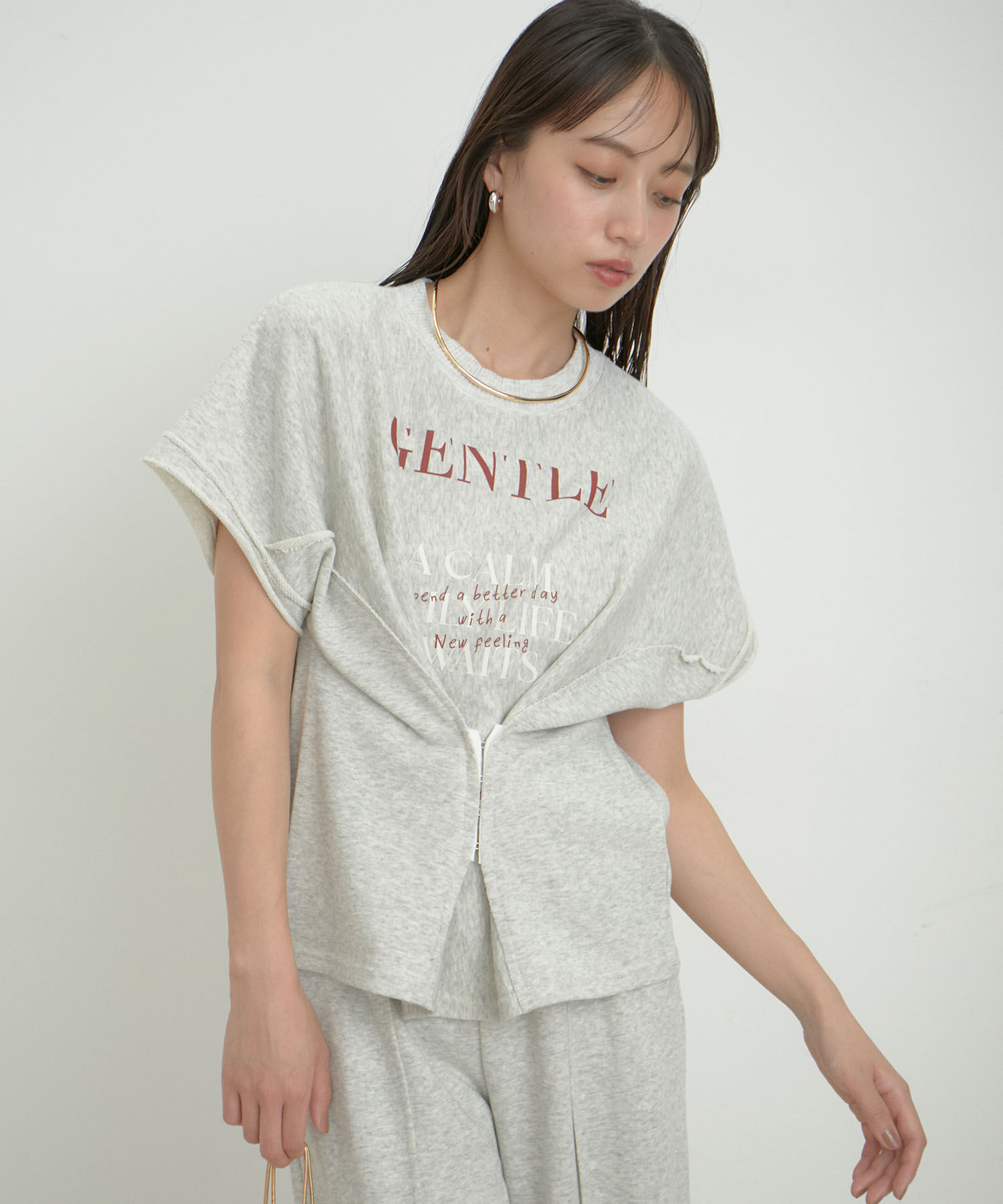 VIS「【セットアップ対応】裏毛スウェットフロントホックプルオーバー【洗える】」|スウェット・ジャージ|ライトグレー(08)