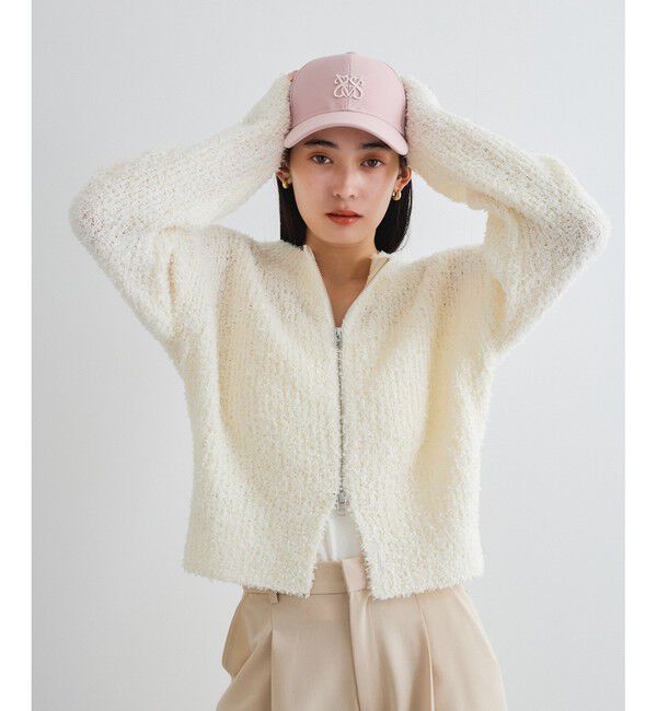 VIS「リボンヤーンジップリブネックカーディガン」|カーディガン|