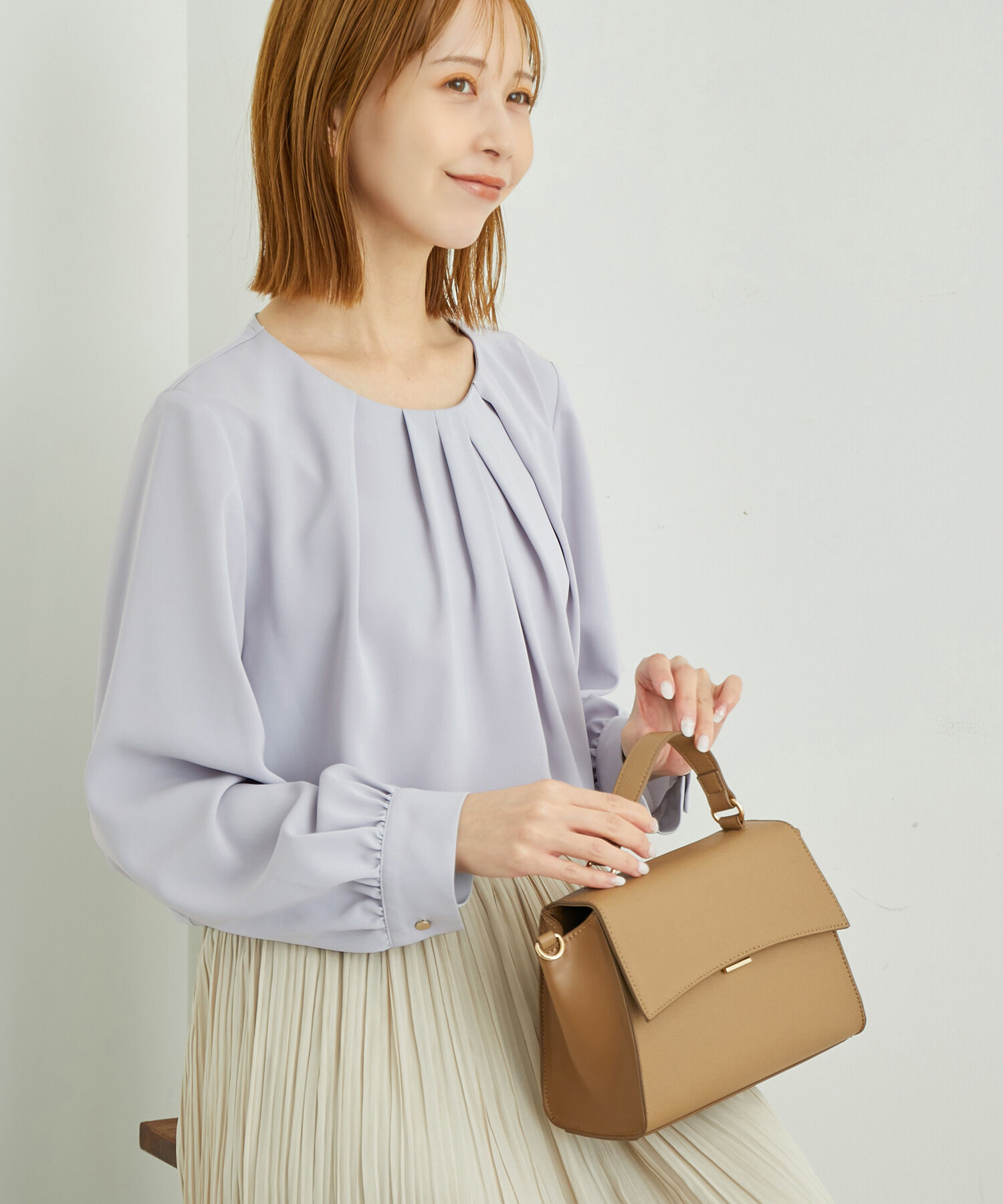 Rope&rsquo;Picnic「白からの解放！多機能ブラウス/ドレープタックブラウス」|シャツ・ブラウス|サックス(48)