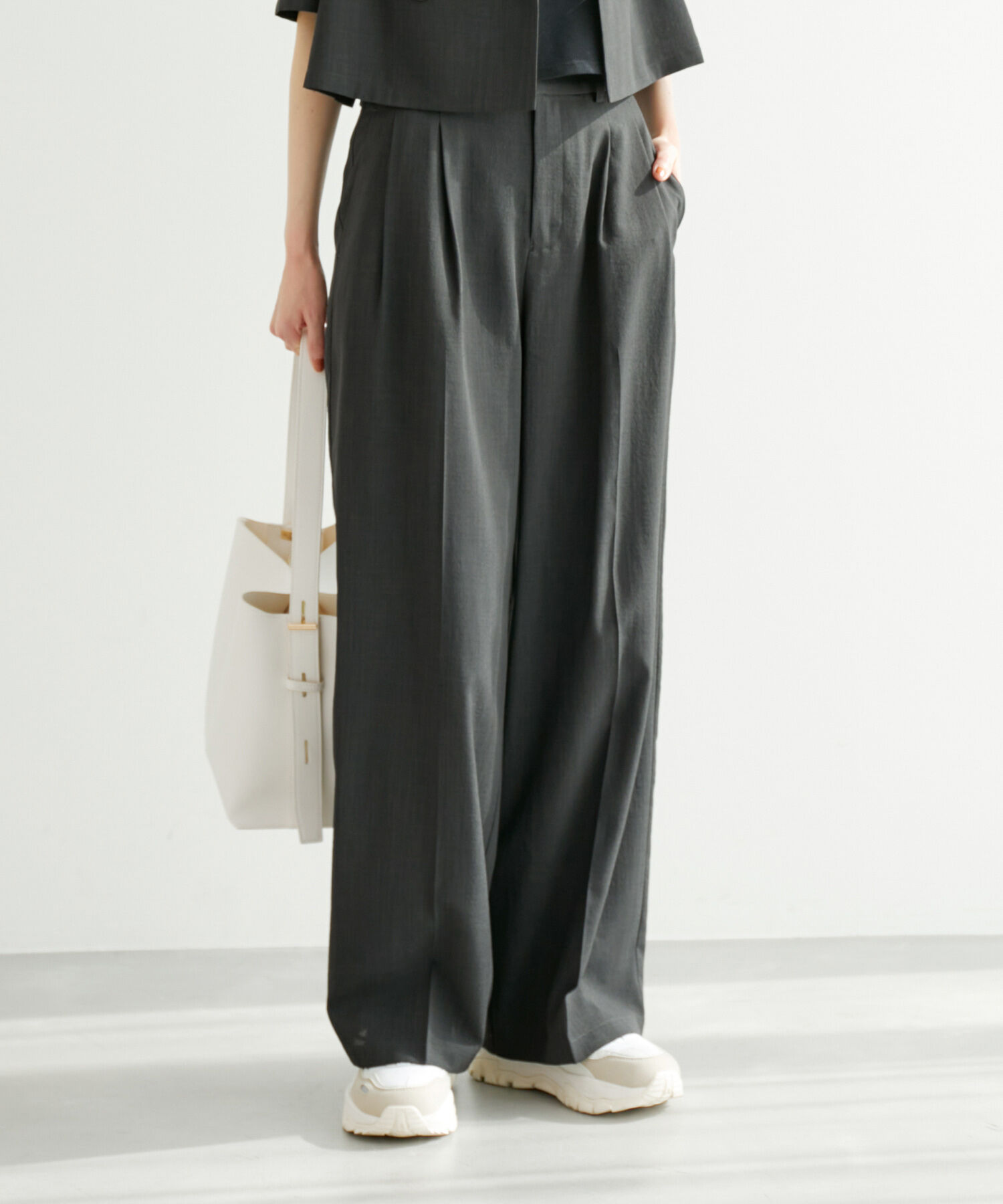 Rope&rsquo;Picnic「【ご好評につき追加生産】麻調シアーハイウエストワイドパンツ/セットアップ対応・UVカット」|その他|チャコール(06)