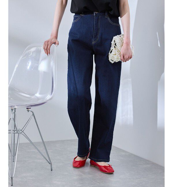 Rope&rsquo;Picnic「【ウエスト革命デニム】ウエストシェイプストレートデニムパンツ」|デニム|