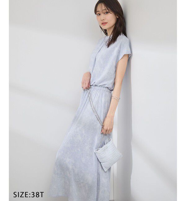 Rope&rsquo;Picnic「【WEB限定サイズ】着丈が選べるアソート総柄ワンピース」|ワンピース|サックス(48)