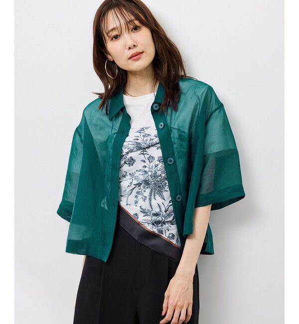 Rope&rsquo;Picnic「【接触冷感】ハーフスリーブシアーシャツ」|シャツ・ブラウス|