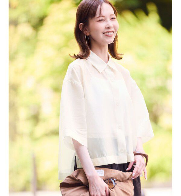 Rope&rsquo;Picnic「【接触冷感】ハーフスリーブシアーシャツ」|シャツ・ブラウス|