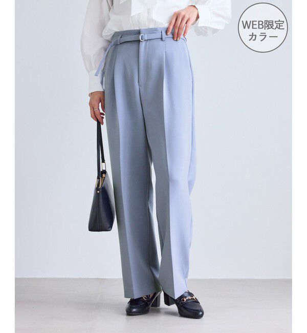 Rope&rsquo;Picnic「【WEB限定カラー】360&deg;ウルトラストレッチ ワイドパンツ/花粉ガード・セットアップ対応」|チノ|ブルー系(46)