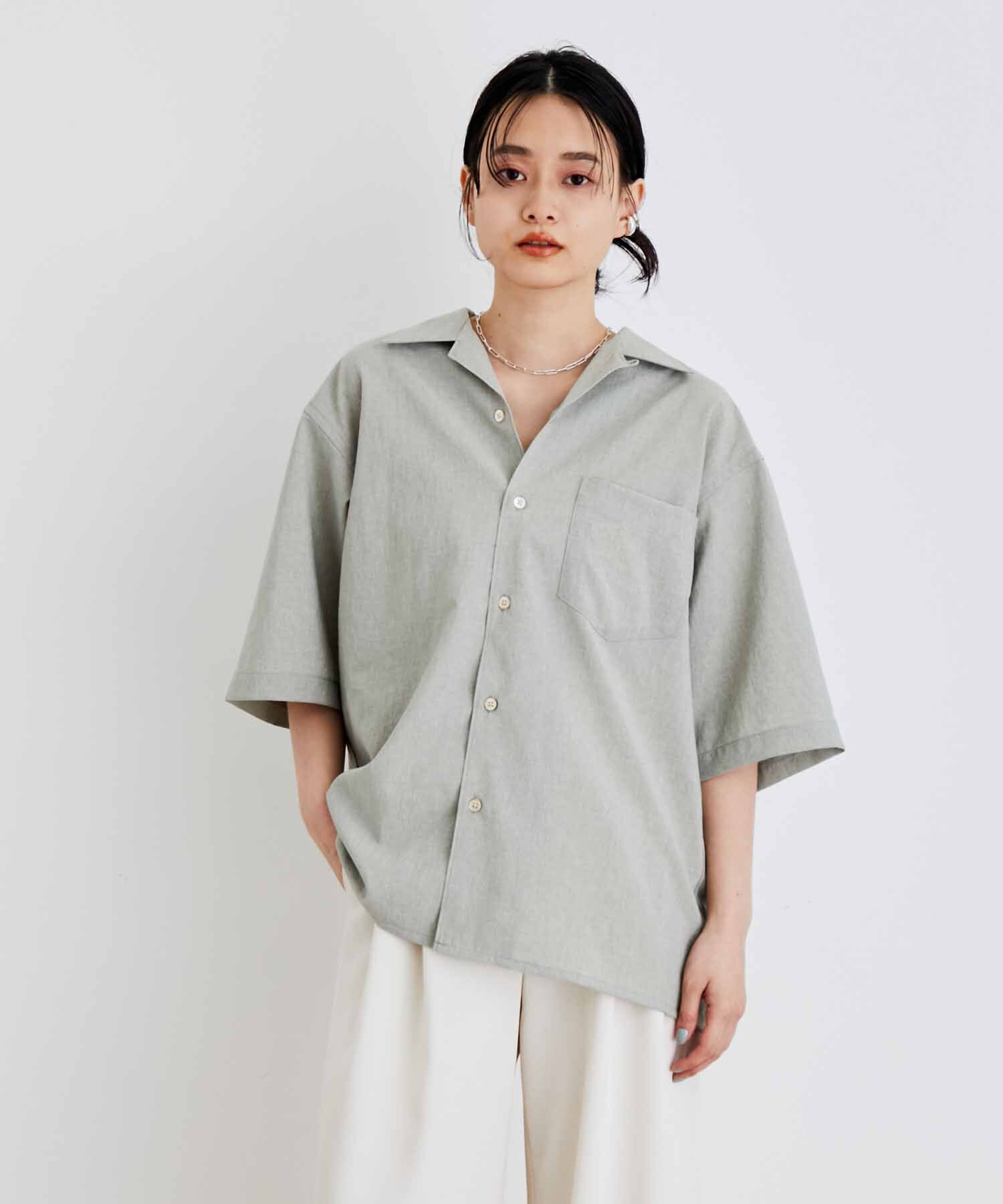 ADAM ET ROPE'「オーバーサイズ オープンカラーシャツ/開襟/イージーケア/吸水速乾」|シャツ・ブラウス|