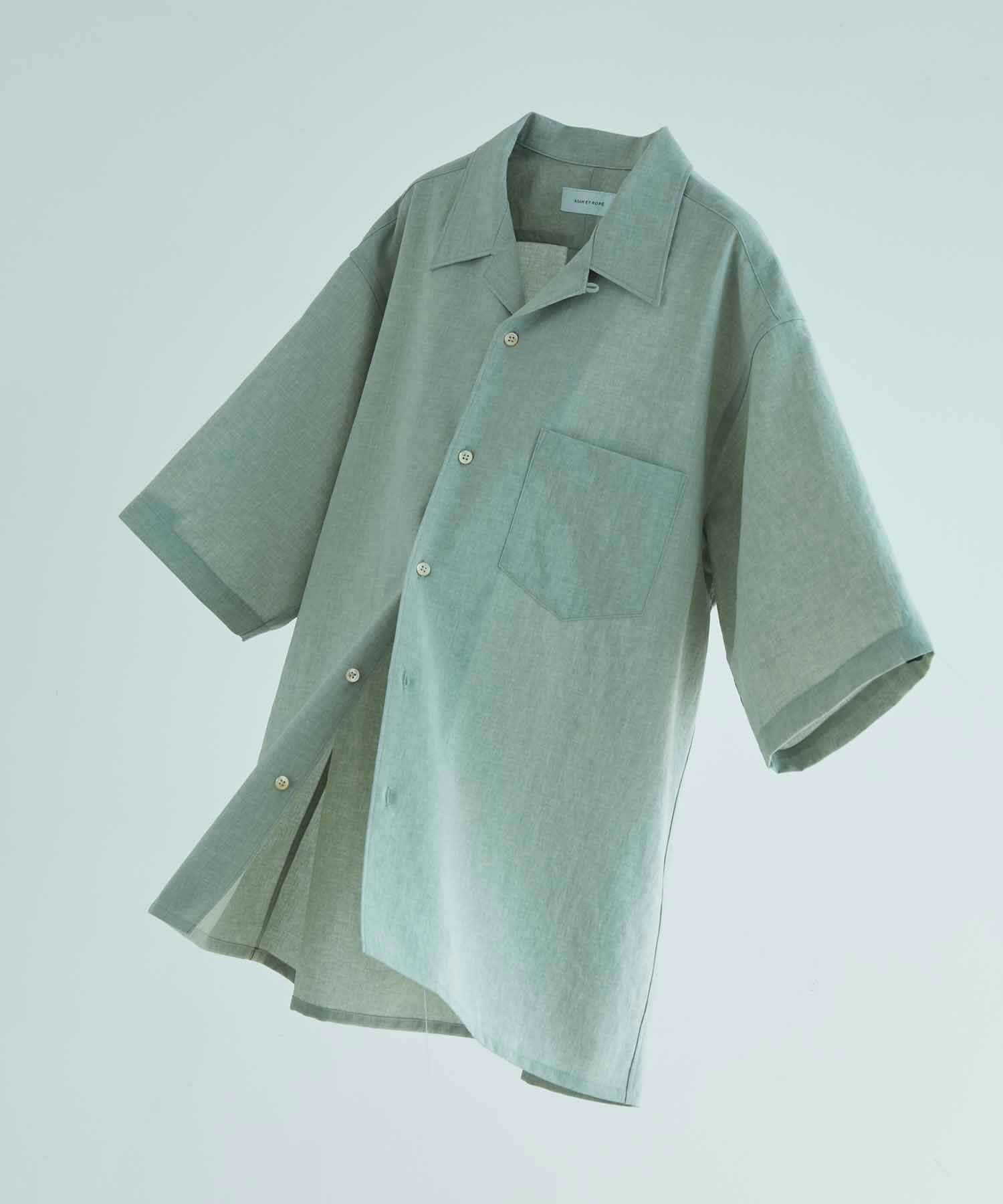 ADAM ET ROPE'「オーバーサイズ オープンカラーシャツ/開襟/イージーケア/吸水速乾」|シャツ・ブラウス|ライトグリーン(33)