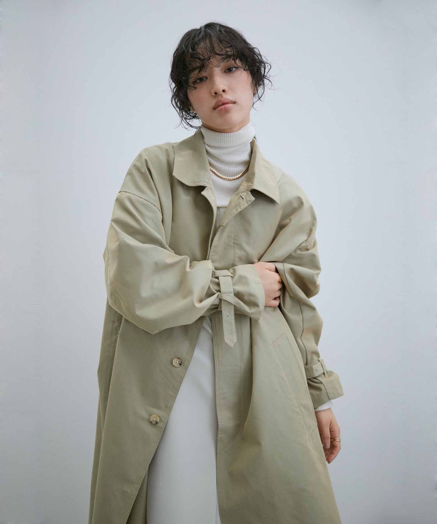 ADAM ET ROPE'「【WEB限定】玉虫色 ボリュームスリーブ バルマカーン ロング ステンカラーコート / ユニセックス」|ステンカラーコート|