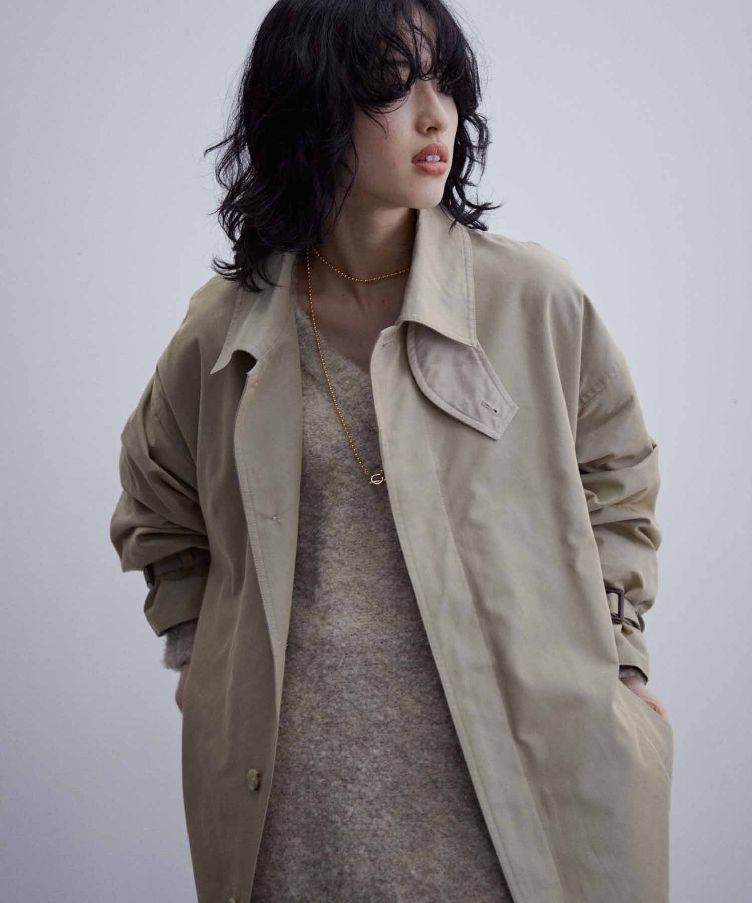 ADAM ET ROPE'「【WEB限定】玉虫色 ボリュームスリーブ バルマカーン ロング ステンカラーコート / ユニセックス」|ステンカラーコート|