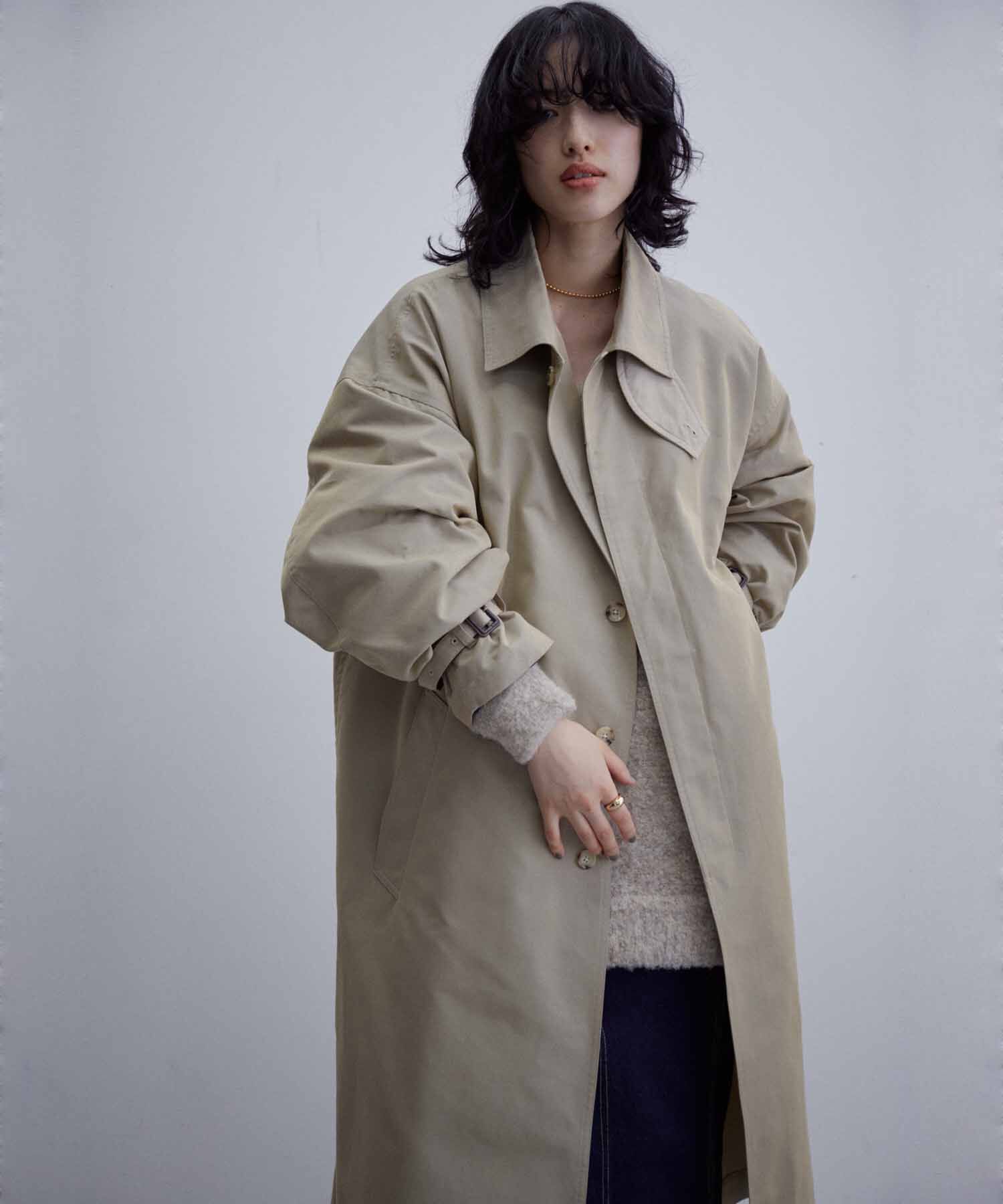 ADAM ET ROPE'「【WEB限定】玉虫色 ボリュームスリーブ バルマカーン ロング ステンカラーコート / ユニセックス」|ステンカラーコート|