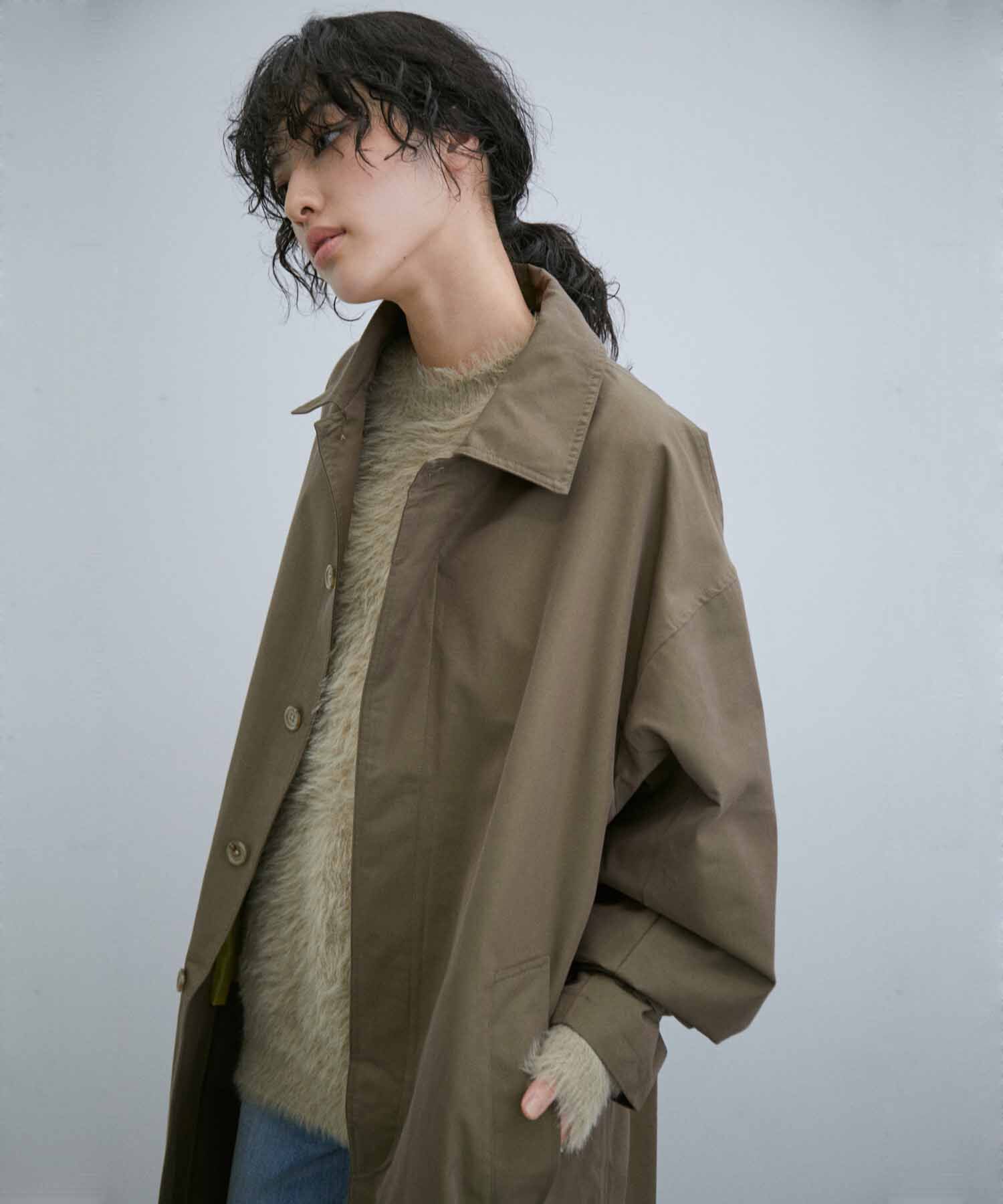 ADAM ET ROPE'「【WEB限定】玉虫色 ボリュームスリーブ バルマカーン ロング ステンカラーコート / ユニセックス」|ステンカラーコート|