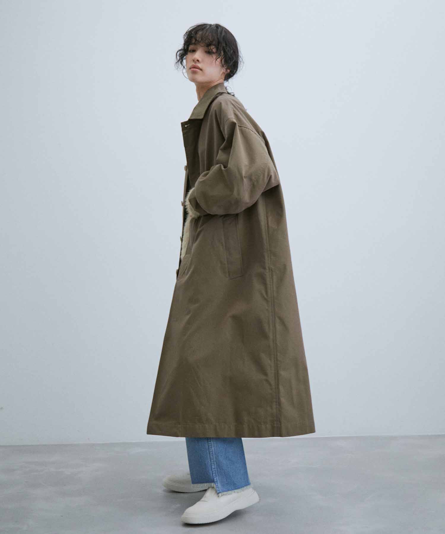 ADAM ET ROPE'「【WEB限定】玉虫色 ボリュームスリーブ バルマカーン ロング ステンカラーコート / ユニセックス」|ステンカラーコート|