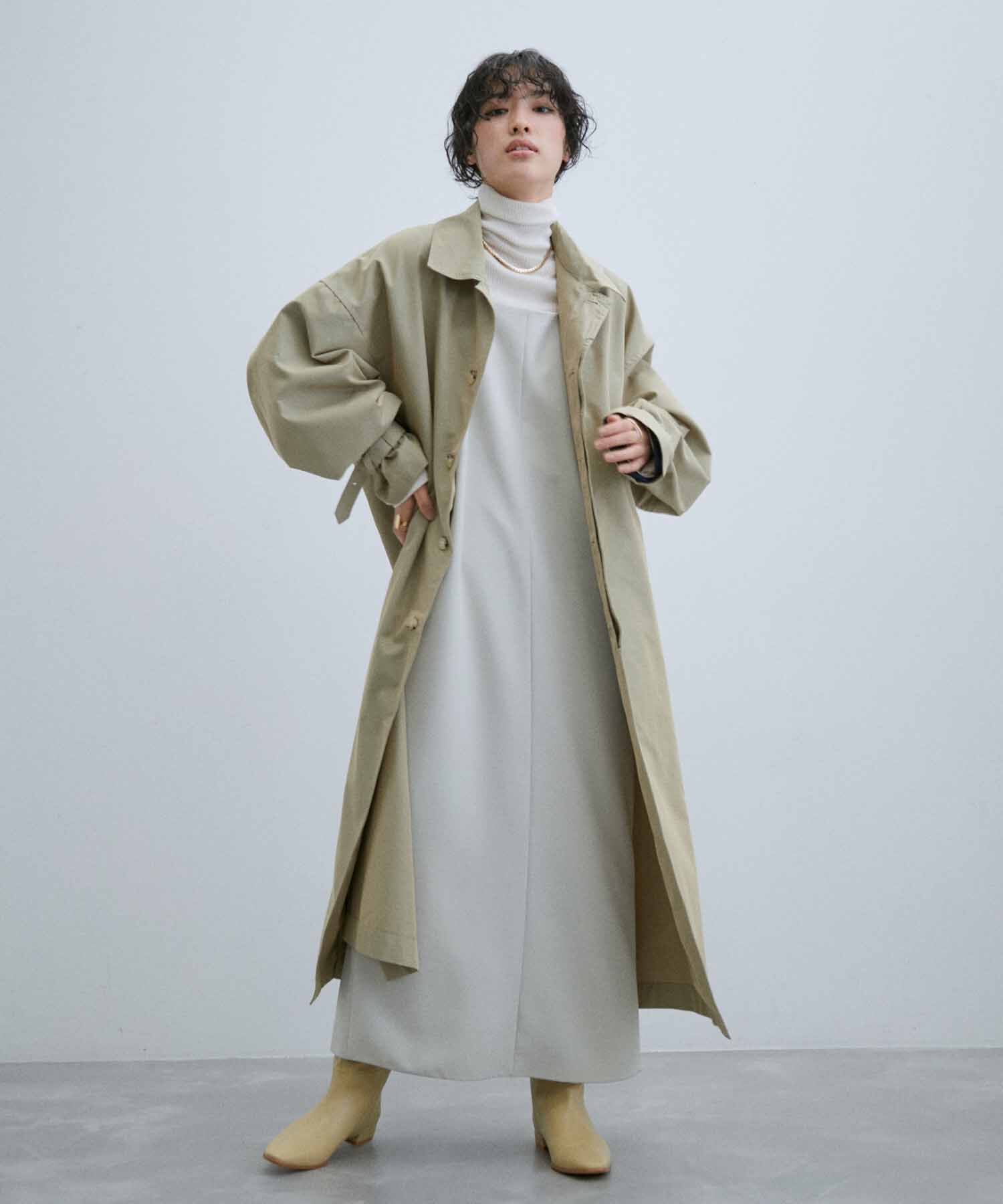 ADAM ET ROPE'「【WEB限定】玉虫色 ボリュームスリーブ バルマカーン ロング ステンカラーコート / ユニセックス」|ステンカラーコート|