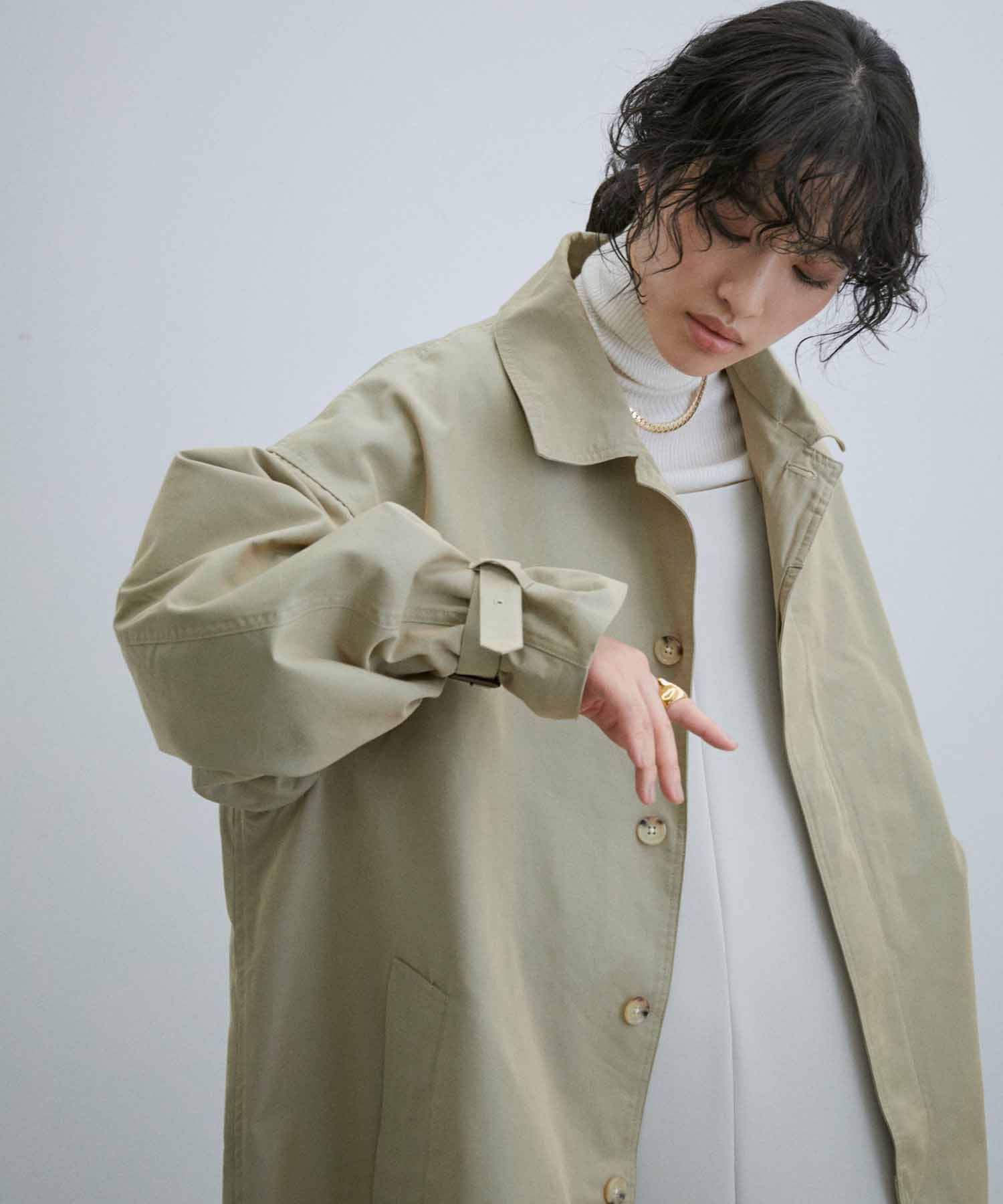 ADAM ET ROPE'「【WEB限定】玉虫色 ボリュームスリーブ バルマカーン ロング ステンカラーコート / ユニセックス」|ステンカラーコート|