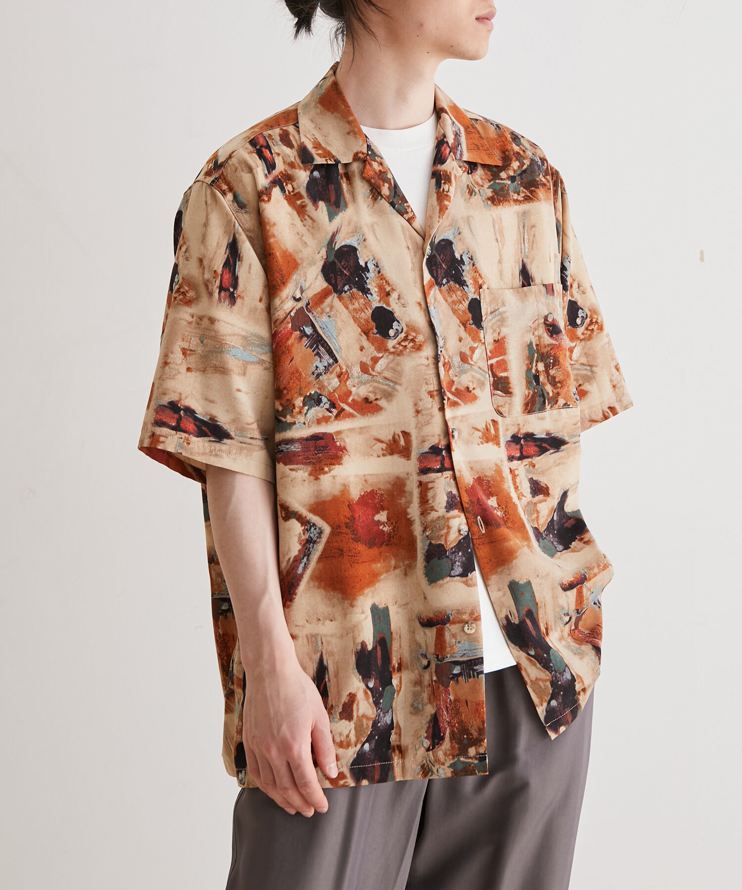 ADAM ET ROPE'「アソート プリント オーバーサイズ オープンカラー シャツ / セットアップ対応」|シャツ・ブラウス|