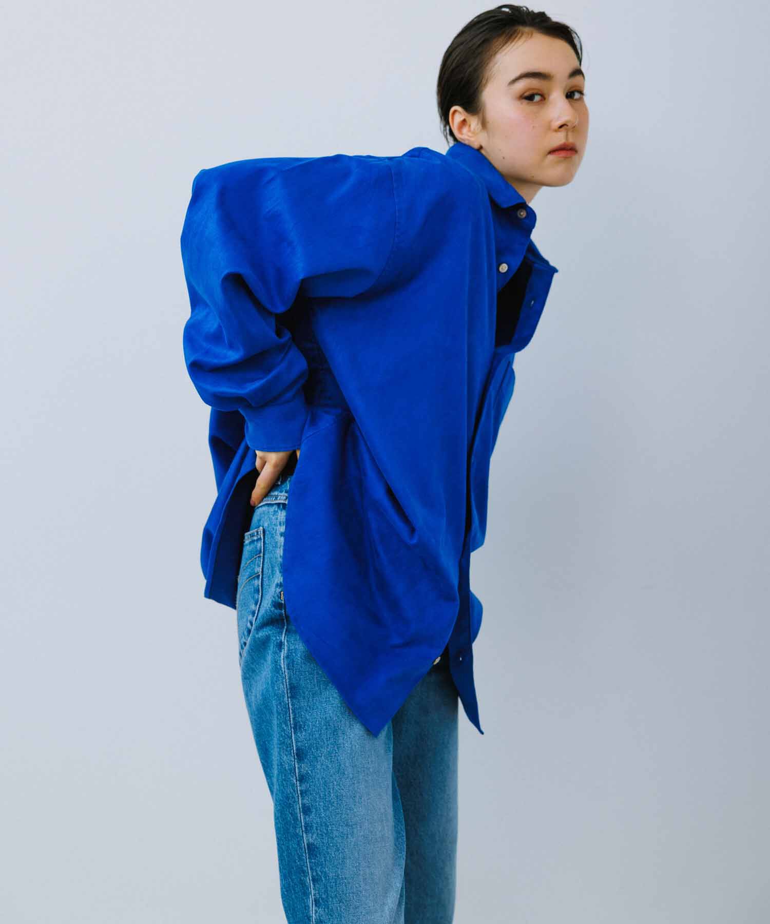 ADAM ET ROPE'「【小松マテーレ】コマスエード ビッグシルエットシャツ / イージーケア / 3シーズン着用可能 / ユニセック」|シャツ・ブラウス|ブルー(44)