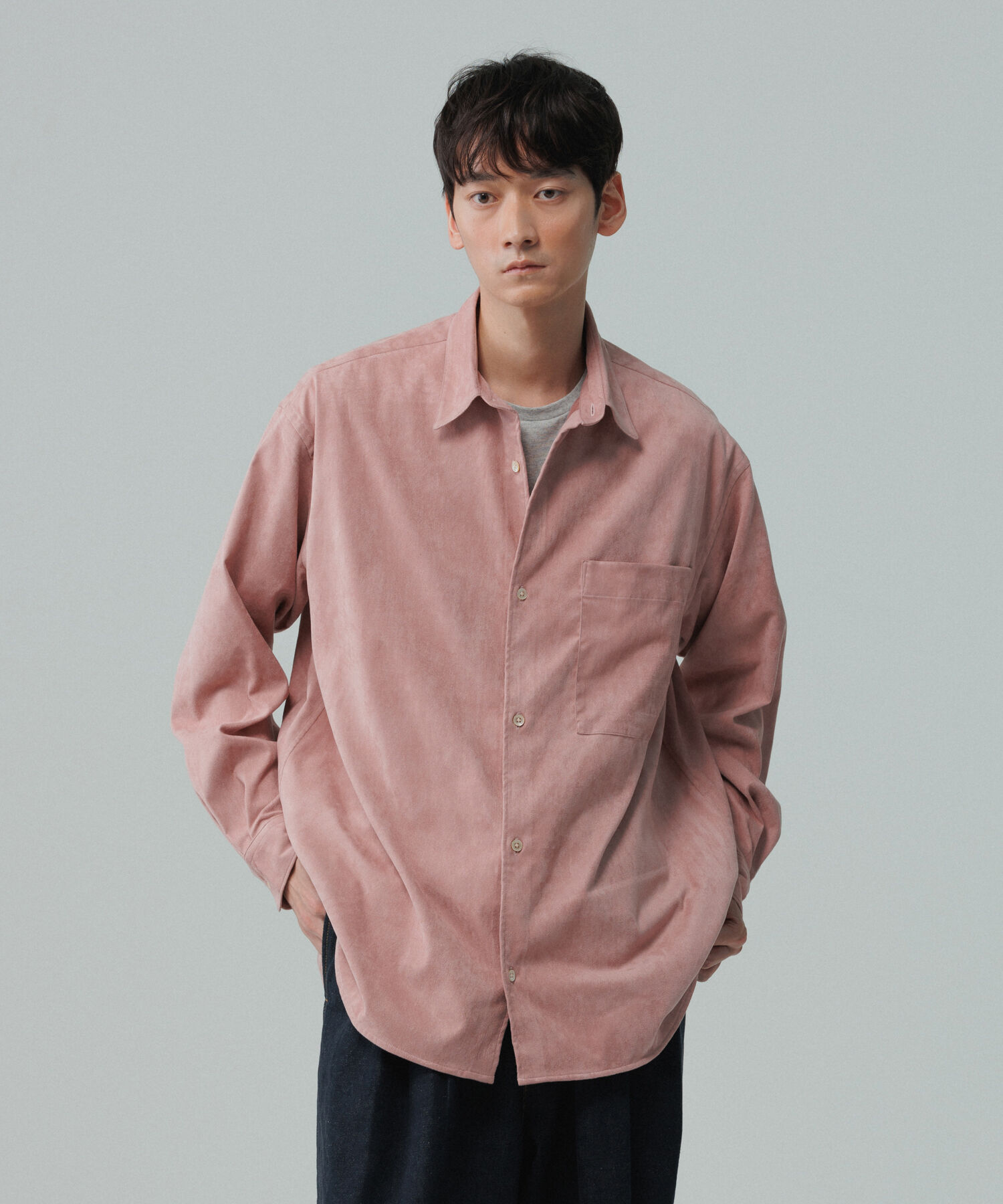 ADAM ET ROPE'「【小松マテーレ】コマスエード ビッグシルエットシャツ / イージーケア / 3シーズン着用可能 / ユニセック」|シャツ・ブラウス|ピンク(63)