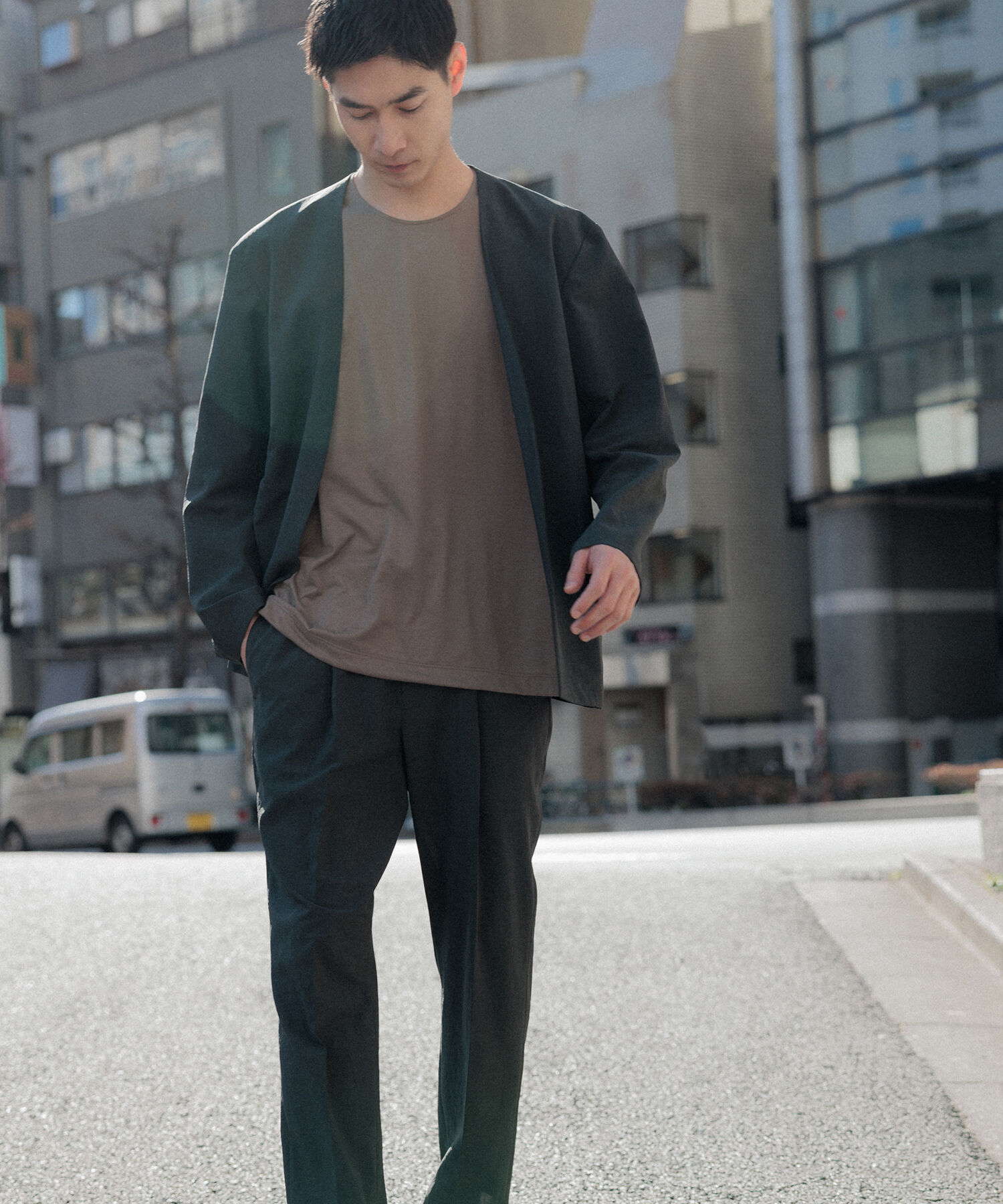 ADAM ET ROPE'「2点セット【RIRANCHA / リランチェ】セットアップ / ノーカラージャケット＆イージーパンツ / イージーケア」|スーツ|