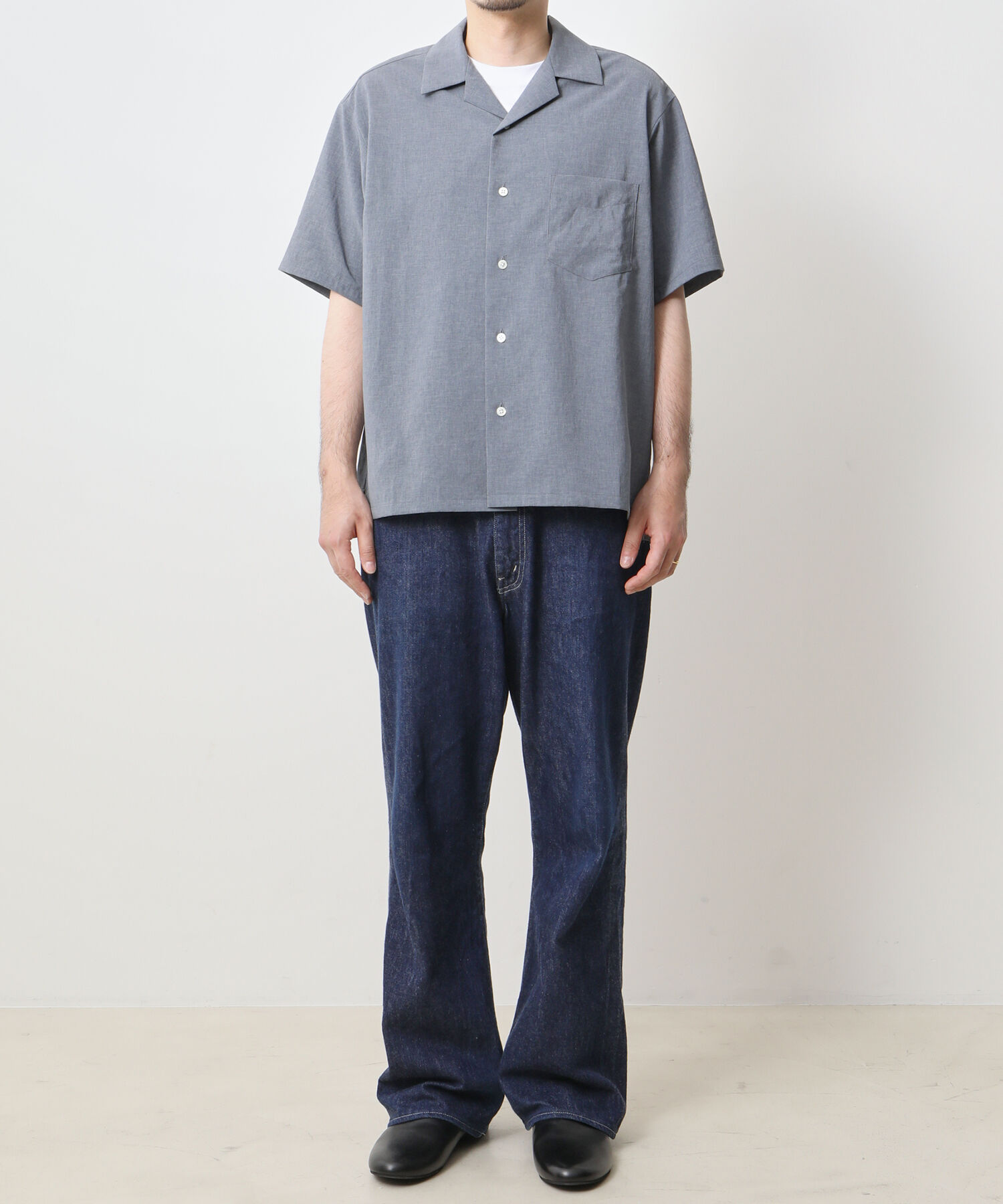 ADAM ET ROPE'「《接触冷感・吸水速乾・イージーケア》 ショートスリーブ オープンカラーシャツ / ユニセックス」|シャツ・ブラウス|