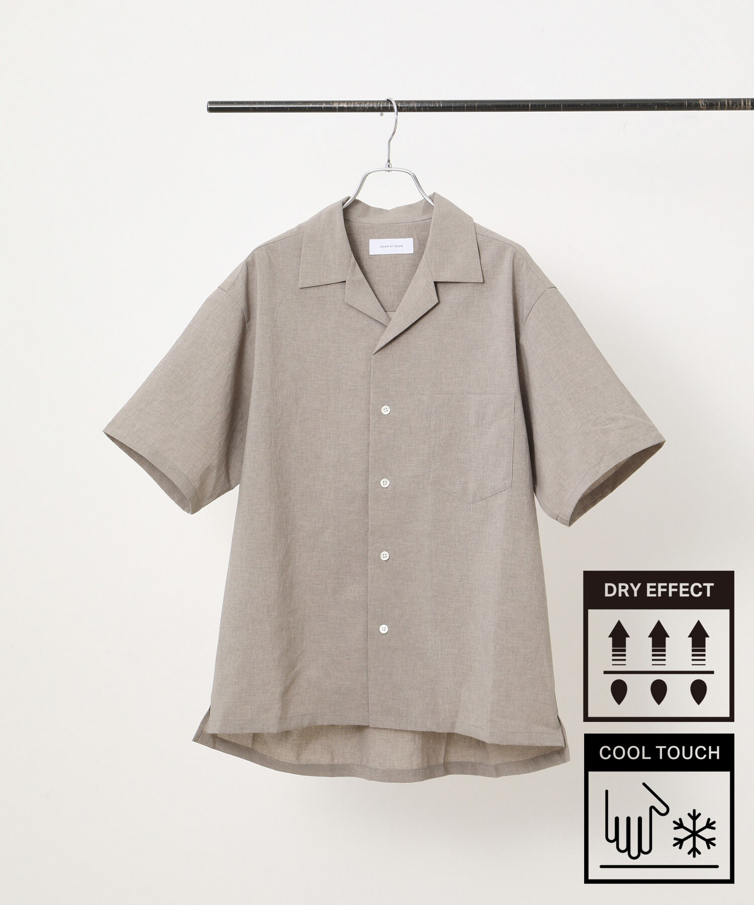 ADAM ET ROPE'「《接触冷感・吸水速乾・イージーケア》 ショートスリーブ オープンカラーシャツ / ユニセックス」|シャツ・ブラウス|ベージュ系(29)