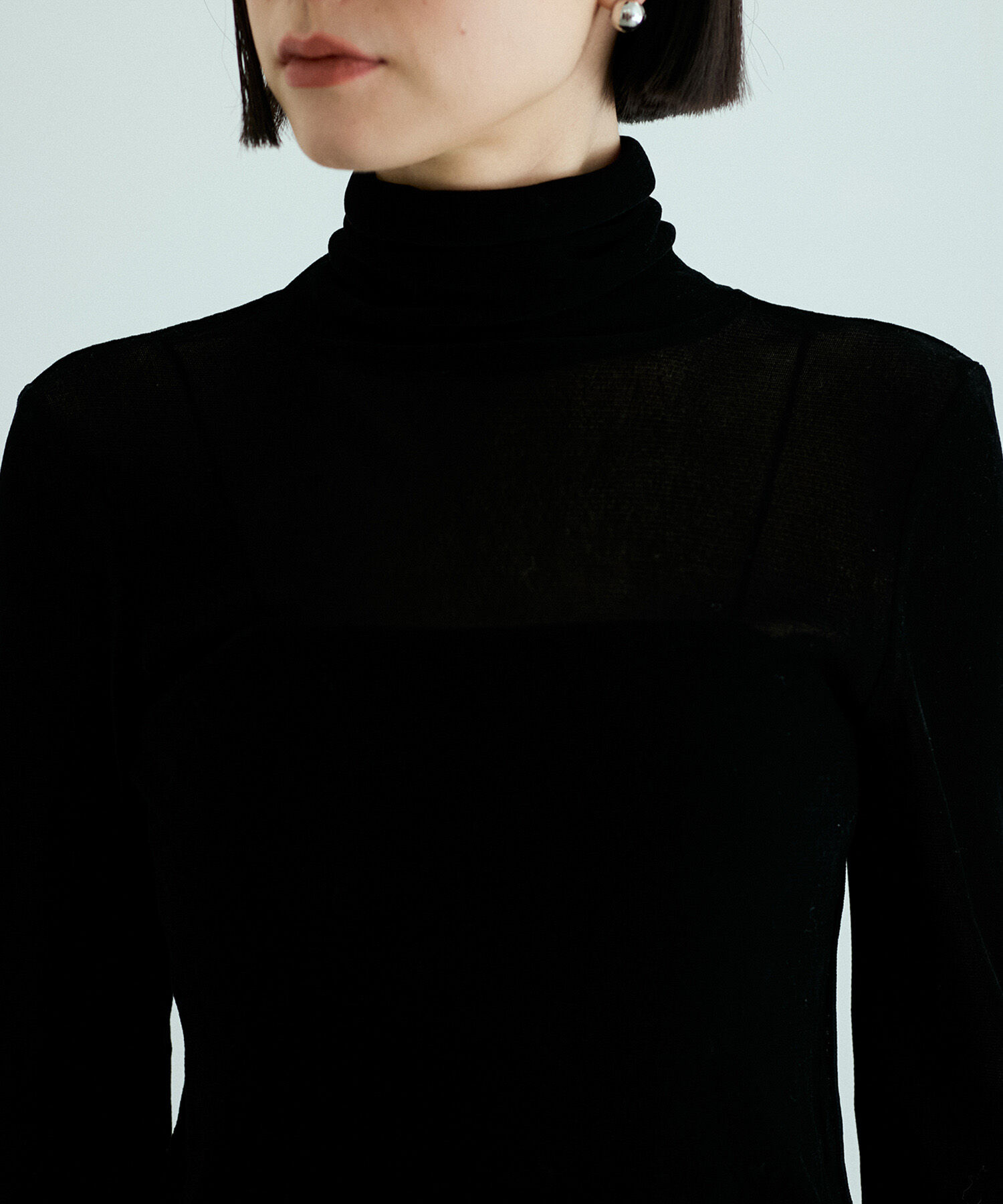 ADAM ET ROPE'「【洗える】タートルネックフロッキーチュールプルオーバー」|Tシャツ・カットソー|