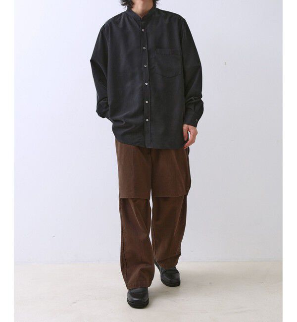 ADAM ET ROPE'「リラックス ドレープ レーヨン バンドカラーシャツ  / ロングシーズン着用可能」|シャツ・ブラウス|