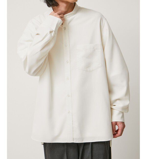 ADAM ET ROPE'「リラックス ドレープ レーヨン バンドカラーシャツ  / ロングシーズン着用可能」|シャツ・ブラウス|