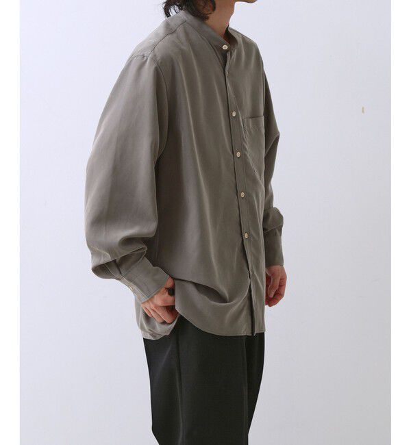 ADAM ET ROPE'「リラックス ドレープ レーヨン バンドカラーシャツ  / ロングシーズン着用可能」|シャツ・ブラウス|