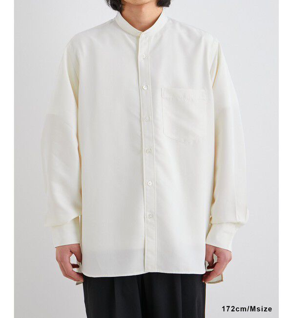 ADAM ET ROPE'「リラックス ドレープ レーヨン バンドカラーシャツ  / ロングシーズン着用可能」|シャツ・ブラウス|