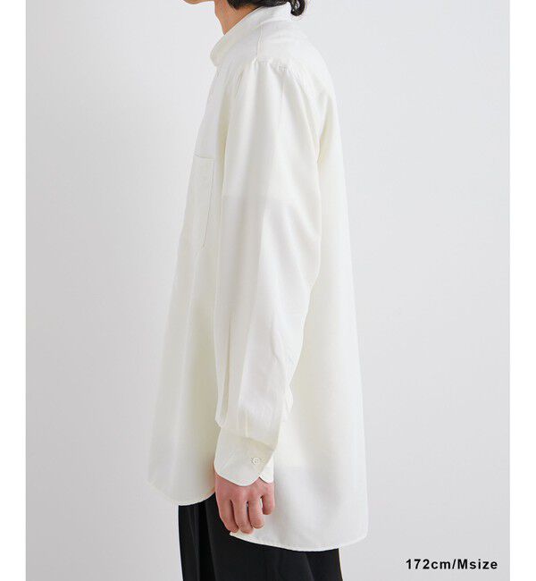 ADAM ET ROPE'「リラックス ドレープ レーヨン バンドカラーシャツ  / ロングシーズン着用可能」|シャツ・ブラウス|