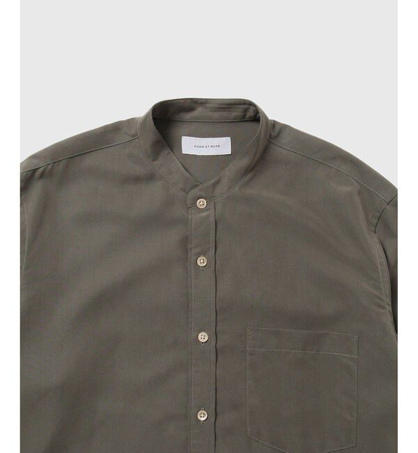 ADAM ET ROPE'「リラックス ドレープ レーヨン バンドカラーシャツ  / ロングシーズン着用可能」|シャツ・ブラウス|