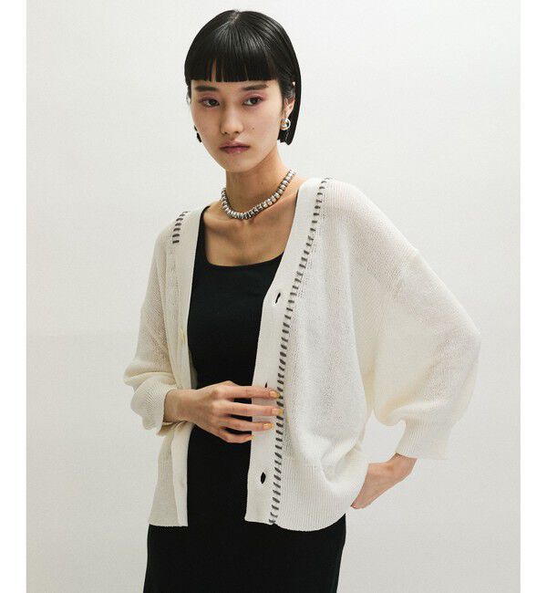 ADAM ET ROPE'「ペーパーシルクMIXカーディガン」|カーディガン|ホワイト(10)