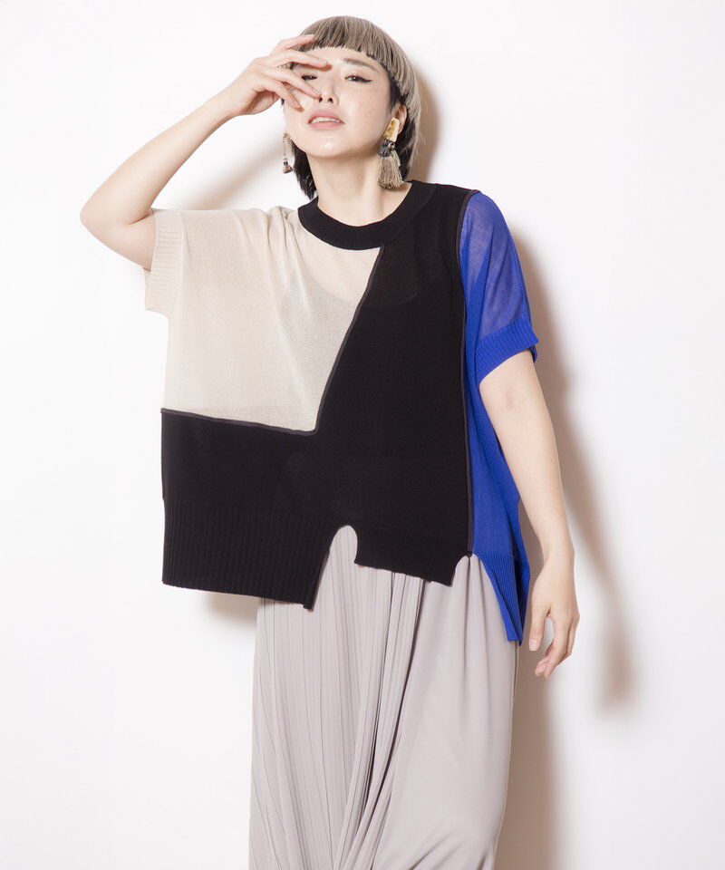  「ライン切替ニットプルオーバー」|ニット・セーター|
