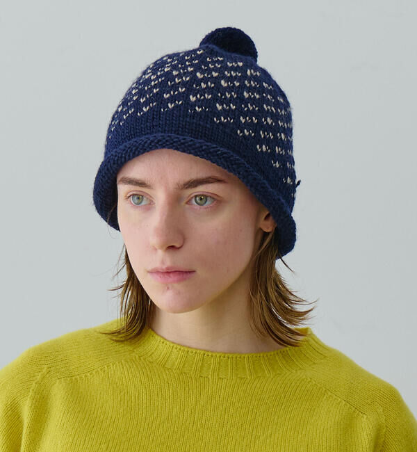  「cableami | ジャカード ニットキャップ」|ニット帽|NAVY