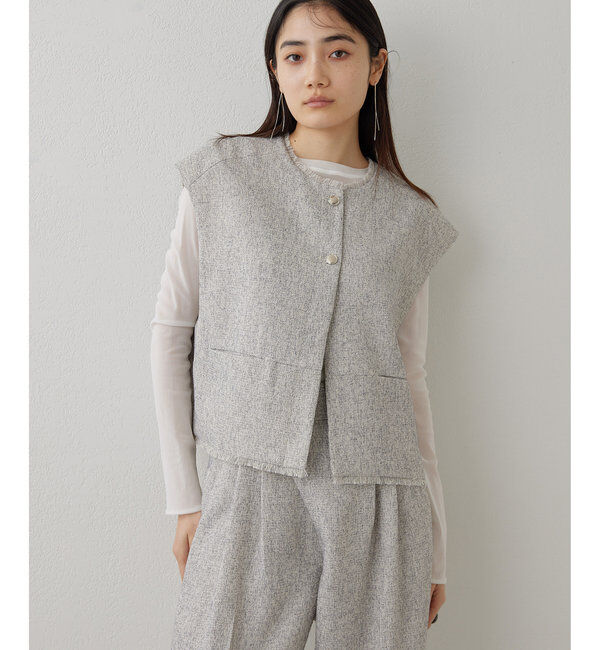 THE PAUSE「【THE PAUSE】ツイードショートジレ」|ベスト・ジレ|
