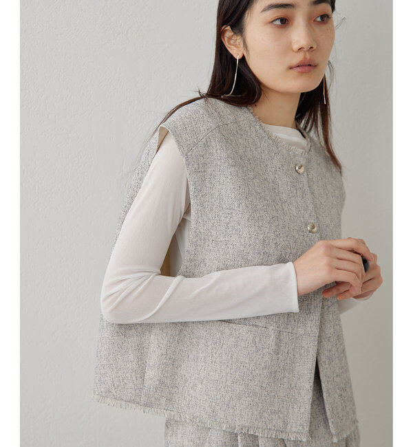 THE PAUSE「【THE PAUSE】ツイードショートジレ」|ベスト・ジレ|