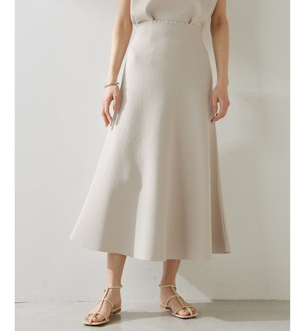  「ガーターニットフレアスカート」|スカート|ベージュ
