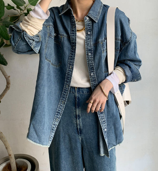  「リヨセルデニムシャツ」|シャツ・ブラウス|ブルー